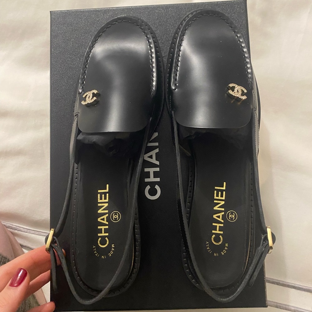 100 percent authentic brand new Chanel Black Leather Loafers